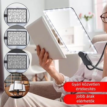 Sonke 8039-5 Újratölthető négyzet alakú LED-lupa 50 LED-del, kézi, asztali vagy nyakba akasztható használathoz – HD olvasás