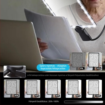 Sonke 8039-5 Újratölthető négyzet alakú LED-lupa 50 LED-del, kézi, asztali vagy nyakba akasztható használathoz – HD olvasás