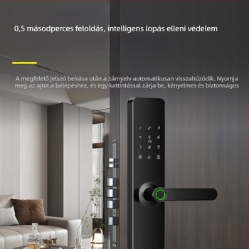 Nh3-5 Intelligens ajtózár ujjlenyomat-olvasóval – 100 ujjlenyomat-tárolókapacitás, 3 000 000 nyitási ciklus, <0,3 s beolvasási idő, hamis felismerés 0,00001