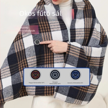Elektromos melegítő sál-pled, USB-tápellátás, 3 fokozatú fűtés, 10W, poliészter, rács mintázat