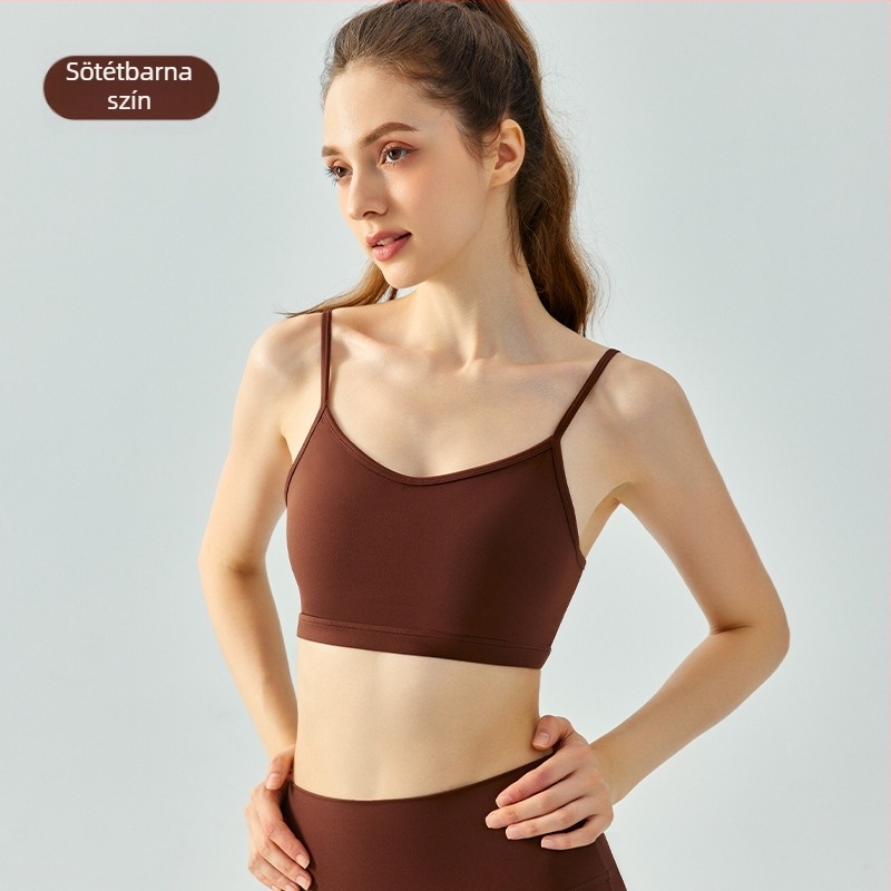 Női karcsú sportmelltartó jóga, dizájn szép hátsó rész, fix kosár, állítható pántok, párnázott, 80% nylon 20% spandex
