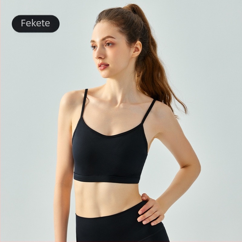 Női karcsú sportmelltartó jóga, dizájn szép hátsó rész, fix kosár, állítható pántok, párnázott, 80% nylon 20% spandex