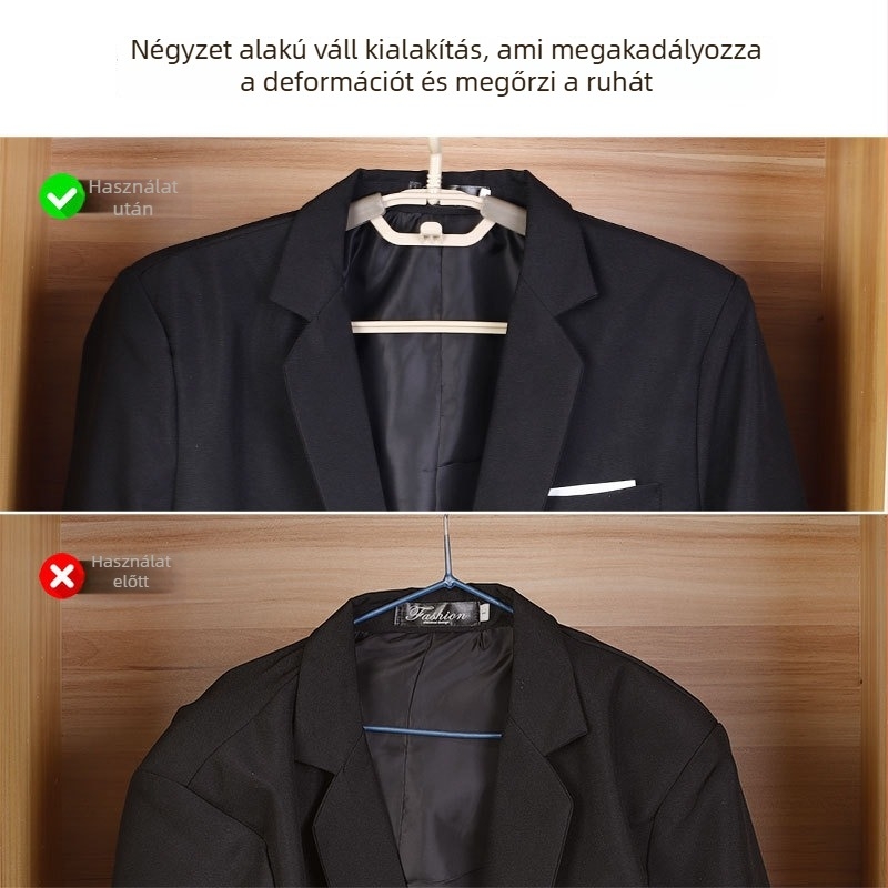 Húzható műanyag ruhaszárító akasztó, csúszásmentes, nyomokat nem hagyó, vállnyomokat elkerülő, masszív kivitelű, otthoni használatra – ruhák, nadrágok és nyakkendők tárolására