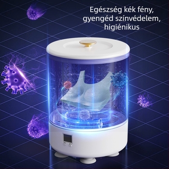 Mini mosógép integrált mosás és szárítás funkcióval, vezeték nélküli hordozható készülék fehérneműk és zoknik számára (Ry-002, 5V, 15W, USB töltés, <2 óra)