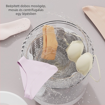 Mini mosógép integrált mosás és szárítás funkcióval, vezeték nélküli hordozható készülék fehérneműk és zoknik számára (Ry-002, 5V, 15W, USB töltés, <2 óra)