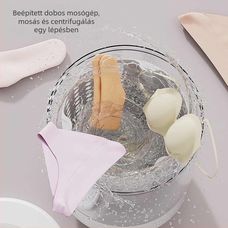 Mini mosógép integrált mosás és szárítás funkcióval, vezeték nélküli hordozható készülék fehérneműk és zoknik számára (Ry-002, 5V, 15W, USB töltés, <2 óra)