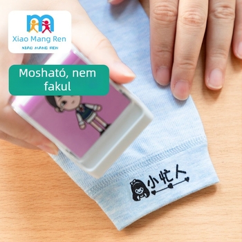 Little Busy Man DYZ névbélyegző gyerekeknek, téglalap alakú műanyag bélyegző, mosható, ruhákra és papírra nyomtatáshoz