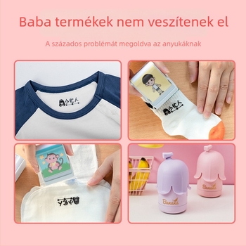 Little Busy Man DYZ névbélyegző gyerekeknek, téglalap alakú műanyag bélyegző, mosható, ruhákra és papírra nyomtatáshoz