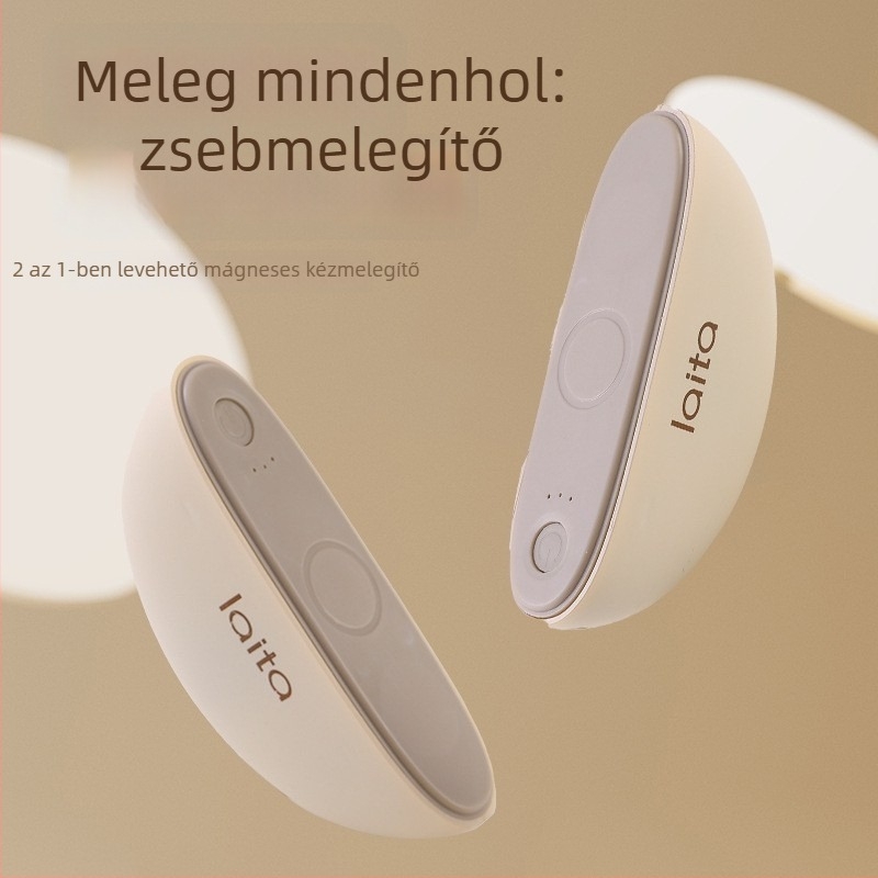 Mágneses szétválasztható USB kézmelegítő, 5V, 22W, alumíniumlemez hőelvezetés, beépített 2000–4000mAh akkumulátor, üzemidő 3–6 óra