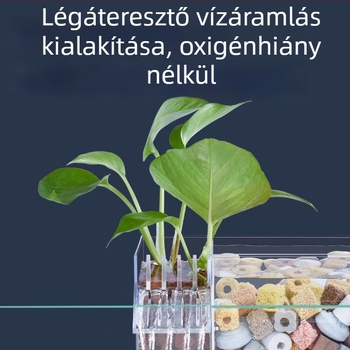 Fali akvárium szűrő, három az egyben szűrőrendszer, oxigenálás és hasznos baktériumok támogatása, csendes működés, súly 1 kg