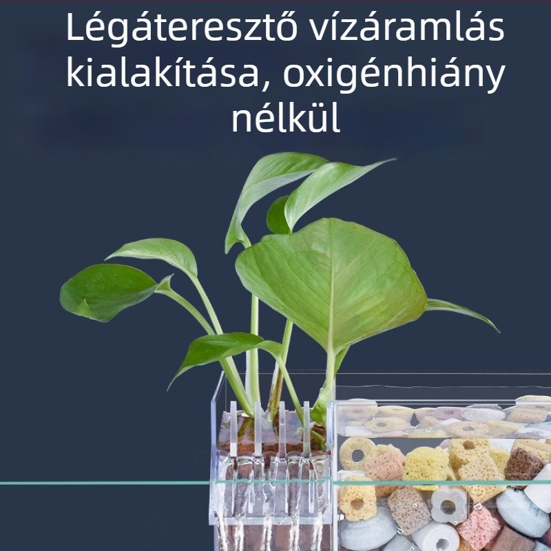 Fali akvárium szűrő, három az egyben szűrőrendszer, oxigenálás és hasznos baktériumok támogatása, csendes működés, súly 1 kg