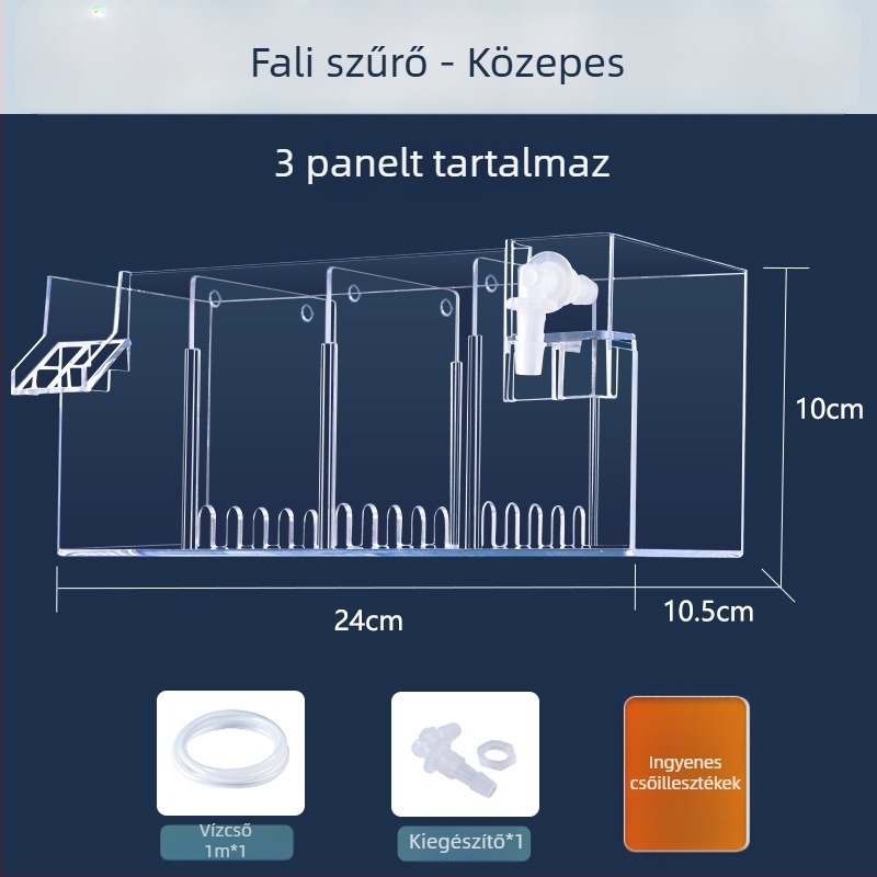 Fali akvárium szűrő, három az egyben szűrőrendszer, oxigenálás és hasznos baktériumok támogatása, csendes működés, súly 1 kg