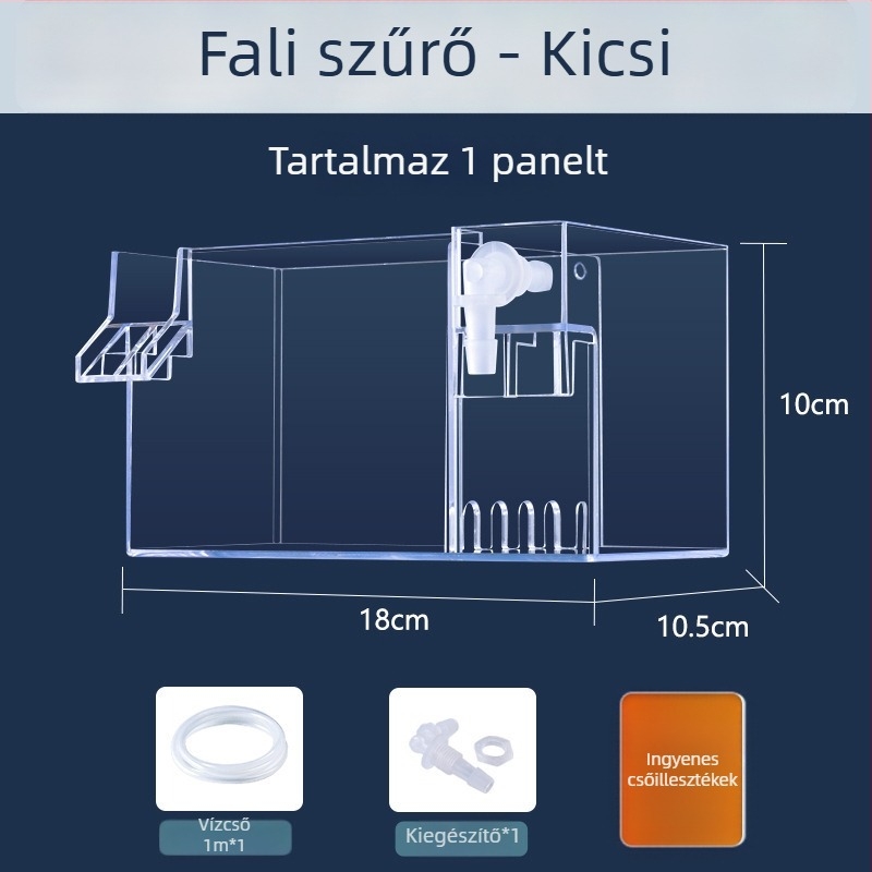 Fali akvárium szűrő, három az egyben szűrőrendszer, oxigenálás és hasznos baktériumok támogatása, csendes működés, súly 1 kg