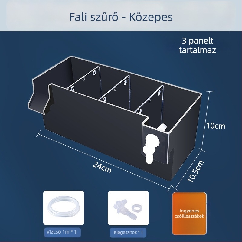 Fali akvárium szűrő, három az egyben szűrőrendszer, oxigenálás és hasznos baktériumok támogatása, csendes működés, súly 1 kg