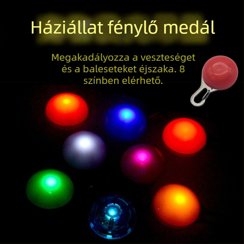 Új LED világító kisállat ékszer: kutya medál haranggal, szilikonból, anti-lost