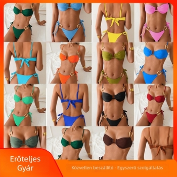 Két részes bikini szett, egyszínű, nylon 80/20 anyag, mellkas párnával, poliészter béléssel