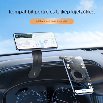 Autós műszerfalra szerelhető telefontartó forgatható kijelzővel, mágneses rögzítés, összecsukható és hajlékony, univerzális kompatibilitás