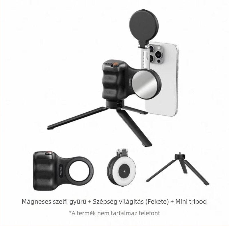 MagSafe fotózási fogantyú okostelefonhoz – mágneses rögzítés, vezeték nélküli Bluetooth-vezérlés, képstabilizáció, ABS burkolat, kompatibil Apple és Android