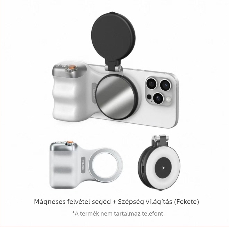 MagSafe fotózási fogantyú okostelefonhoz – mágneses rögzítés, vezeték nélküli Bluetooth-vezérlés, képstabilizáció, ABS burkolat, kompatibil Apple és Android