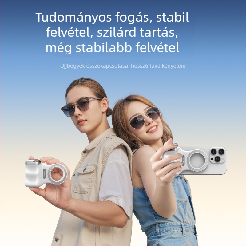 MagSafe fotózási fogantyú okostelefonhoz – mágneses rögzítés, vezeték nélküli Bluetooth-vezérlés, képstabilizáció, ABS burkolat, kompatibil Apple és Android