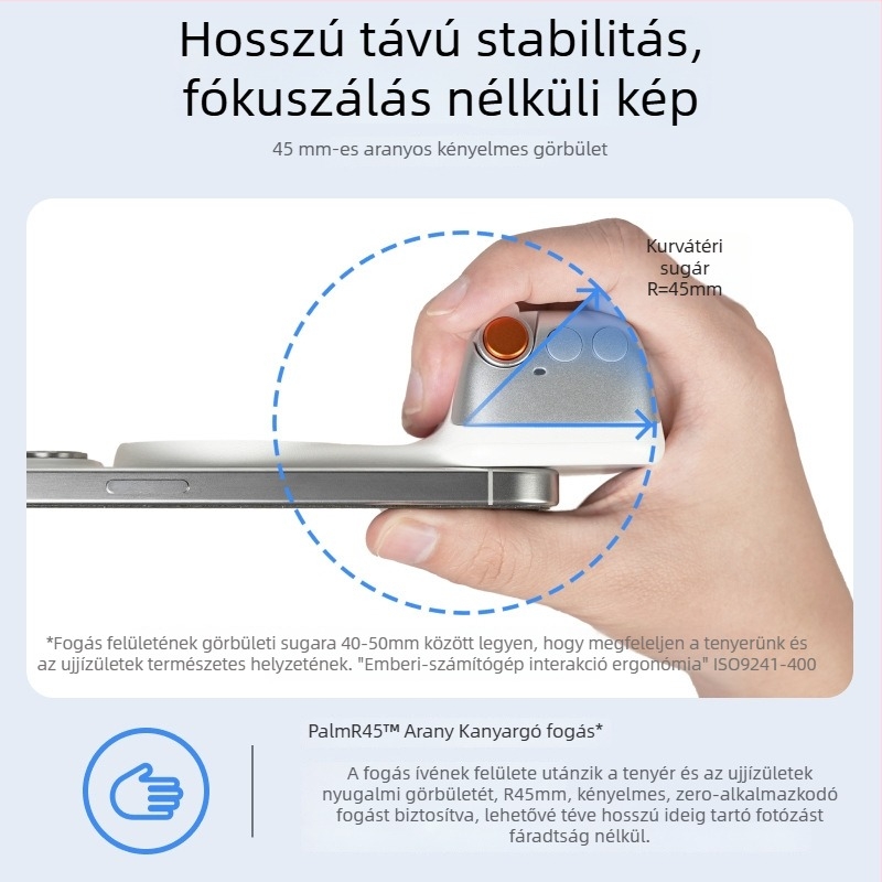 MagSafe fotózási fogantyú okostelefonhoz – mágneses rögzítés, vezeték nélküli Bluetooth-vezérlés, képstabilizáció, ABS burkolat, kompatibil Apple és Android