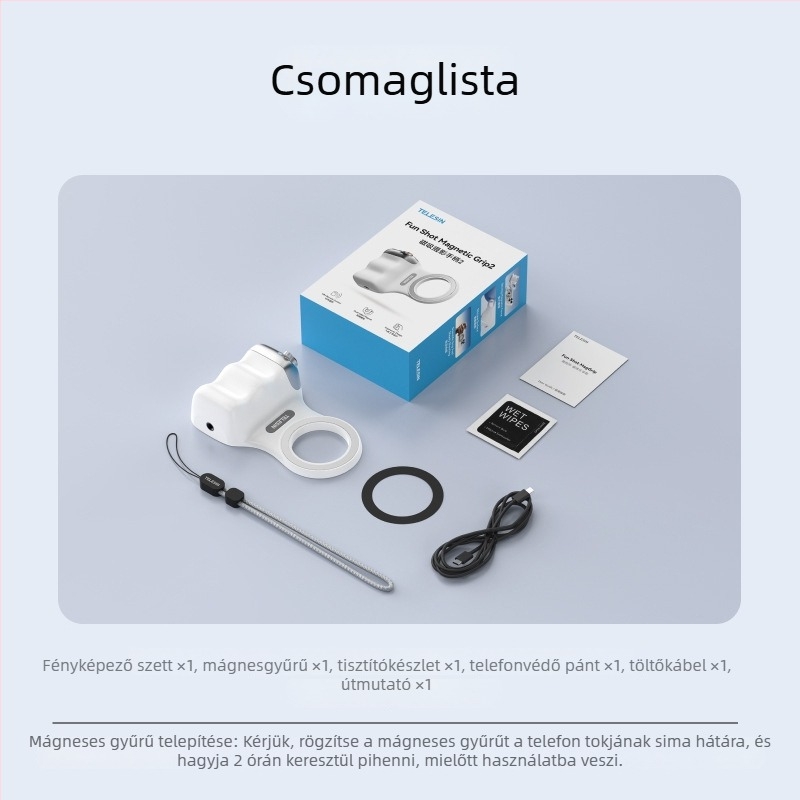 MagSafe fotózási fogantyú okostelefonhoz – mágneses rögzítés, vezeték nélküli Bluetooth-vezérlés, képstabilizáció, ABS burkolat, kompatibil Apple és Android