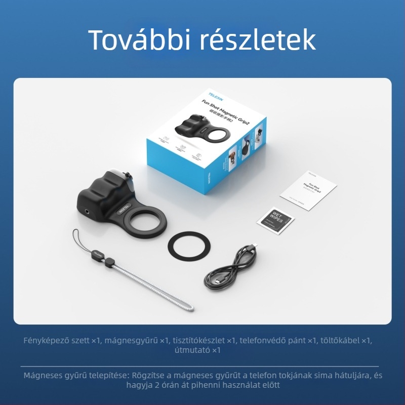 MagSafe fotózási fogantyú okostelefonhoz – mágneses rögzítés, vezeték nélküli Bluetooth-vezérlés, képstabilizáció, ABS burkolat, kompatibil Apple és Android