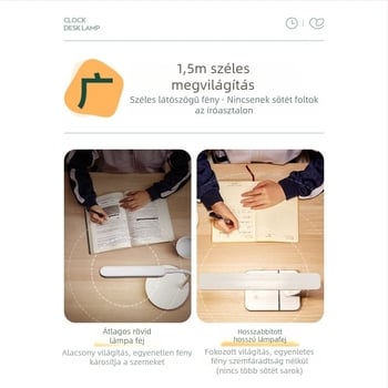 LED Kis asztali lámpa tanuláshoz – szemvédelem, USB-tápellátás, újratölthető, hangvezérlésű kapcsoló, PC+ABS árnyékoló (CRI ≥95)
