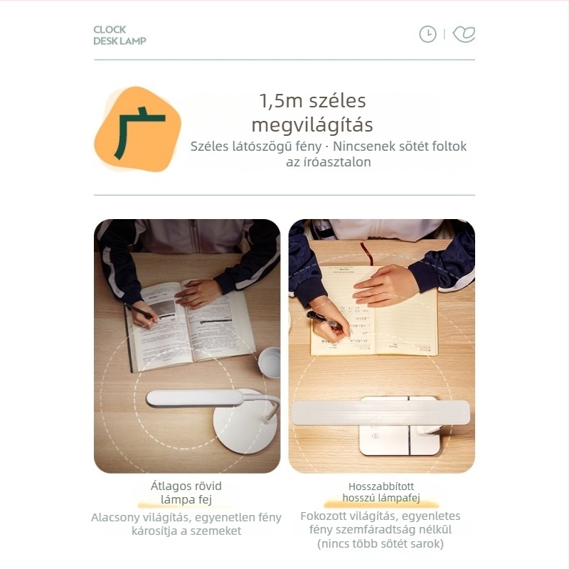 LED Kis asztali lámpa tanuláshoz – szemvédelem, USB-tápellátás, újratölthető, hangvezérlésű kapcsoló, PC+ABS árnyékoló (CRI ≥95)