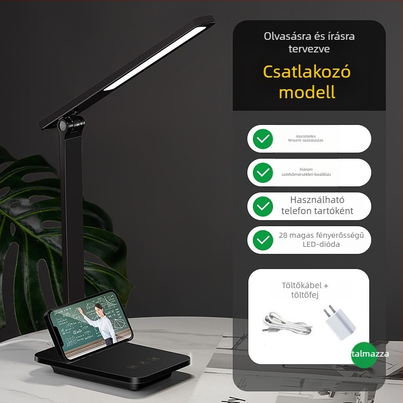LED Kis asztali lámpa tanuláshoz – szemvédelem, USB-tápellátás, újratölthető, hangvezérlésű kapcsoló, PC+ABS árnyékoló (CRI ≥95)