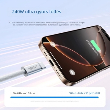 Anker USB-C szövött gyors töltés kábel okostelefonokhoz és táblagépekhez, 240W PD, Type-C