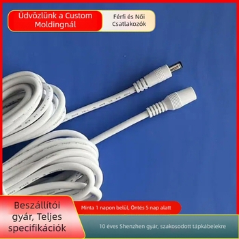 DC5525 tápcsatlakozó hosszabbító kábel, 2-vezetékes réz vezetés, PVC szigetelés, 5,5×2,1 mm csatlakozó, RoHS