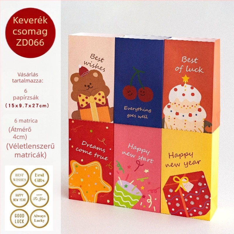 DIY karácsonyi kézműves cukorka-doboz lapos zsebes díszdobozokkal, cartoon stílus, 6 darabos készlet, modell ZD011, márka Senyu leaf