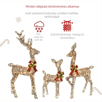 LED világítású vasból készült rénszarvas dísz – Huayicai, vasművészet, Karácsonyi dekoráció