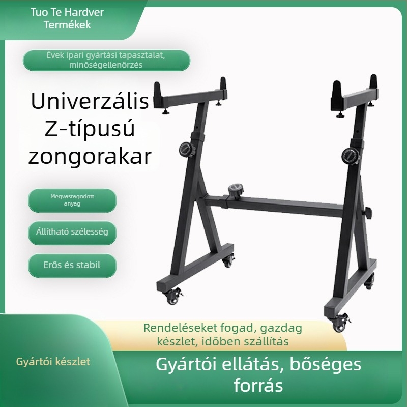 Z-típusú elektromos zongora állvány kerekekkel, fém váz, állítható hosszúság