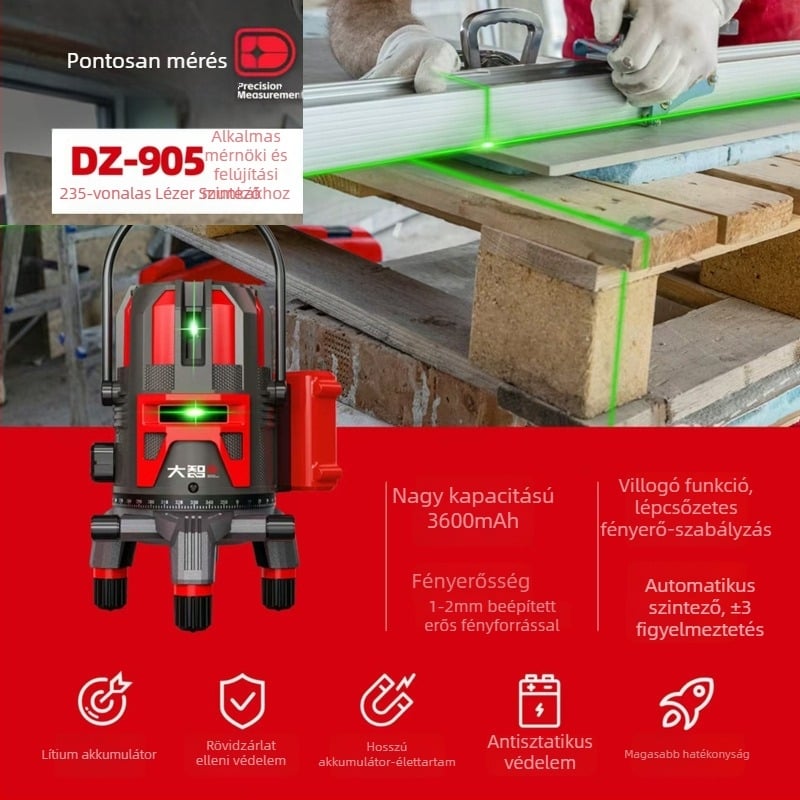 Lézeres vízszintező 2/3/5/12/16 vonalas projekcióval, nagy pontosságú, intelligens digitális kijelzővel