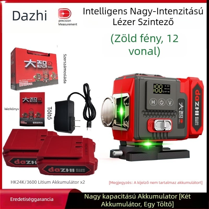Lézeres vízszintező 2/3/5/12/16 vonalas projekcióval, nagy pontosságú, intelligens digitális kijelzővel