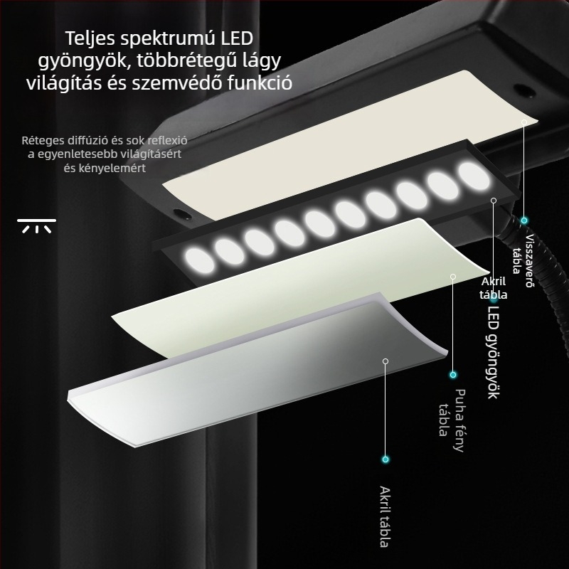 Tölthető USB-s LED zenei állványlámpa, csiptetős, állítható, zongora gyakorlásához