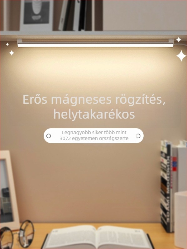 LED íróasztali lámpa a szem védelmére – USB-tápellátás, 5V, mágneses rögzítés, PC+ABS lámpabúra, környezeti fény