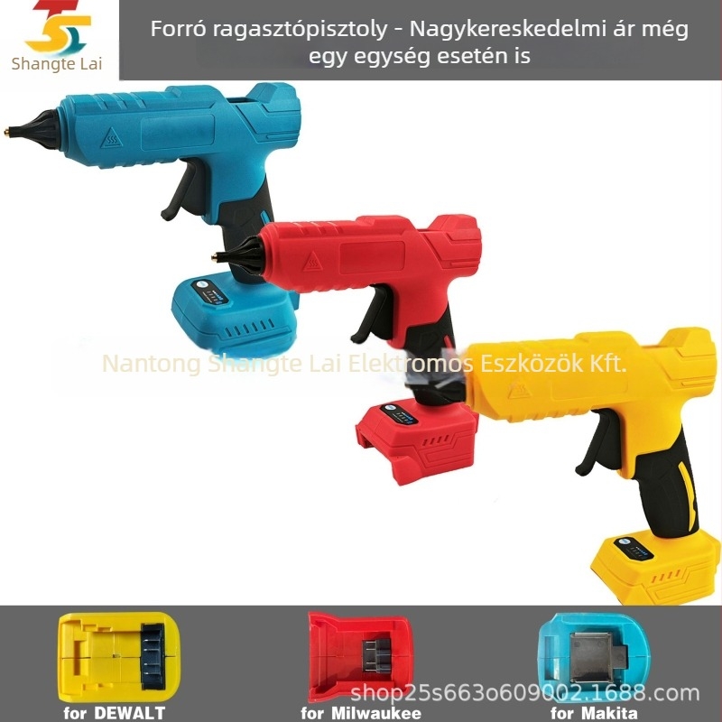 Santley meleg ragasztópisztoly újratölthető Li. akkumulátorral, névleges feszültség 21V, csomagolás: 10 db, felhasználási terület: munka