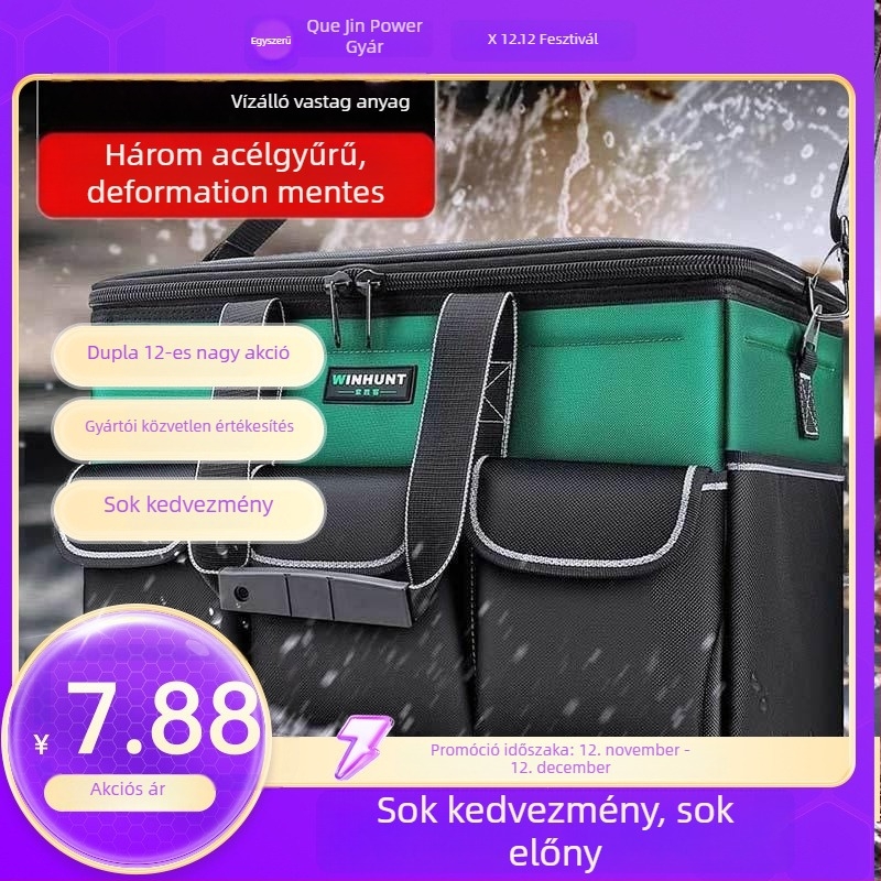 Elektromos szerszámkészlet tároló táskával – négyzet alakú dizájn, multifunkcionális, tartós