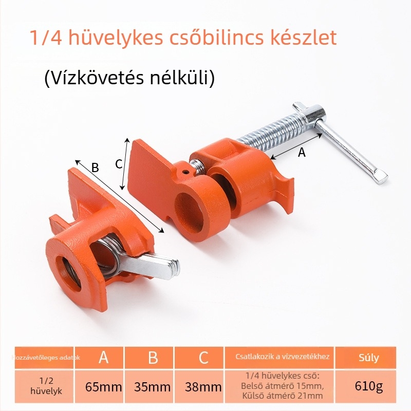 F alakú szorító fa- és kőiparhoz — korlátlan szorítási tartomány, súly 1,4