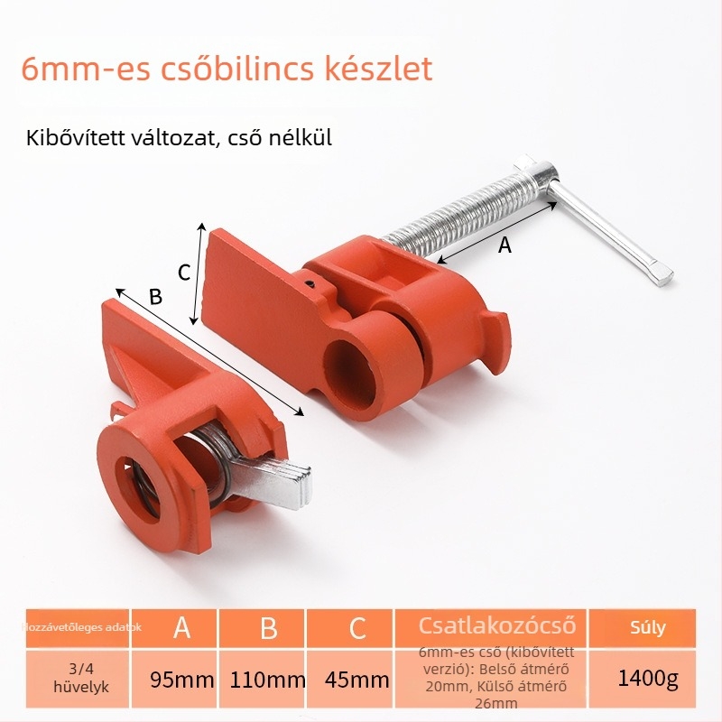 F alakú szorító fa- és kőiparhoz — korlátlan szorítási tartomány, súly 1,4