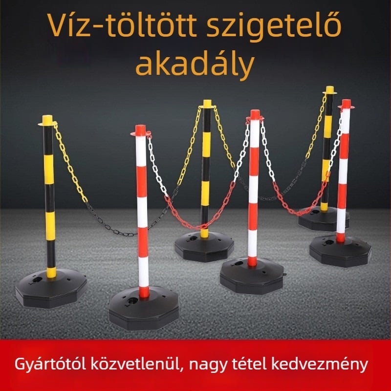 Mozgatható vízzel töltött műanyag figyelmeztető oszlop, ütközés elleni korlát, PE rugalmas oszlop, levehető