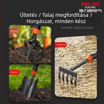Delixi Electric kertészeti ásó készlet, szénacél, három darabos készlet kerthez, virágágyásokhoz és strand használatra