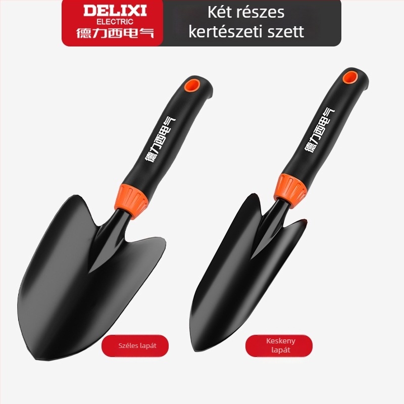 Delixi Electric kertészeti ásó készlet, szénacél, három darabos készlet kerthez, virágágyásokhoz és strand használatra
