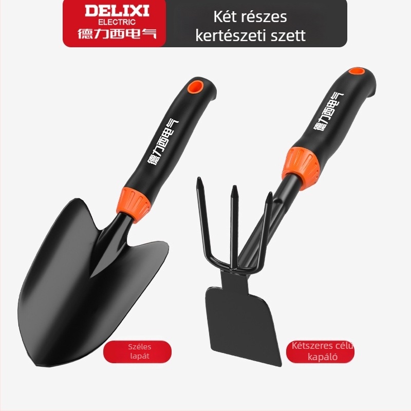 Delixi Electric kertészeti ásó készlet, szénacél, három darabos készlet kerthez, virágágyásokhoz és strand használatra