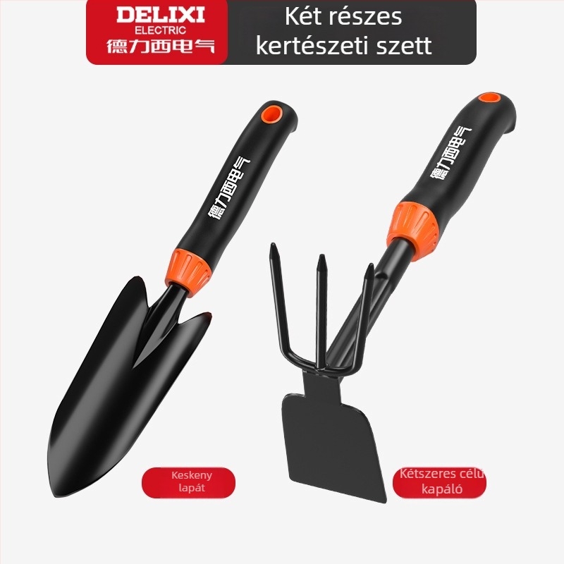 Delixi Electric kertészeti ásó készlet, szénacél, három darabos készlet kerthez, virágágyásokhoz és strand használatra