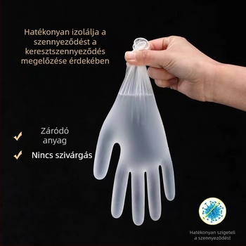 Egyszer használatos PVC vizsgálati kesztyűk cateringhez, konyhához és háztartáshoz, átlátszó, pormentes, 100 darab, védő, vízálló, csúszásmentes