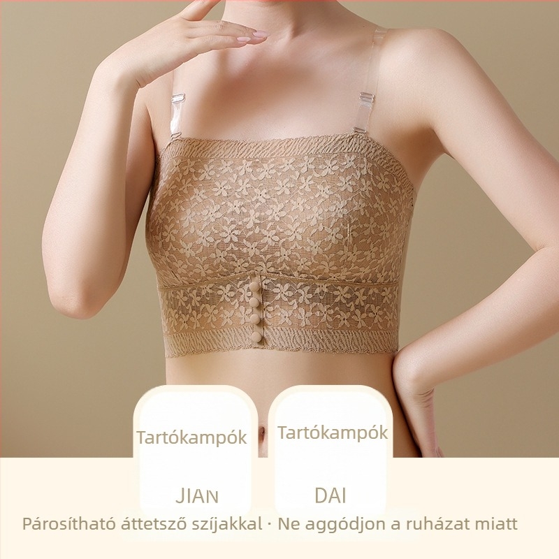 Váll nélküli csipészes top nylonból, 3/4 kosár, vékony formázott kosár, vezeték nélküli push-up, off-shoulder, jég selyem